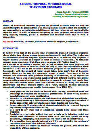 Education Telivision Program Proposal