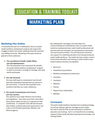 Education Training Marketing Plan