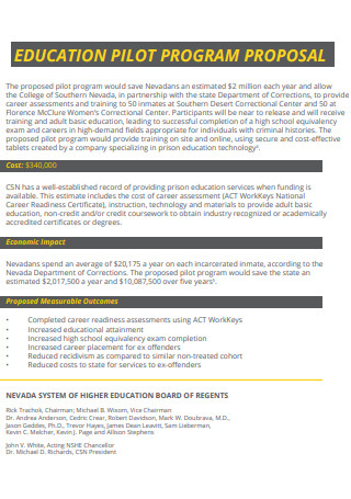 Educational Pilot Program Proposal