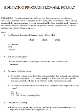 Educational Program Proposal Format