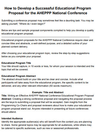 Educational Program Proposal