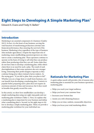 Eight Steps for Basic Marketing Plan