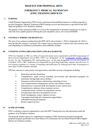 Emergency Medical Technician Training Services Proposal