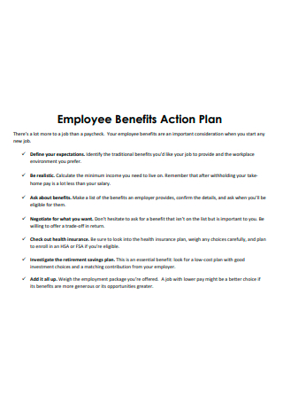 Employee Benefits Action Plan