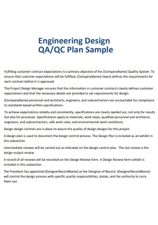Engineering Design Quality Control Plan