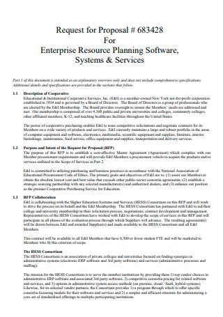 Enterprise Resource Planning Software Systems and Services Proposal