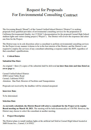 Environmental Consulting Contract Proposal