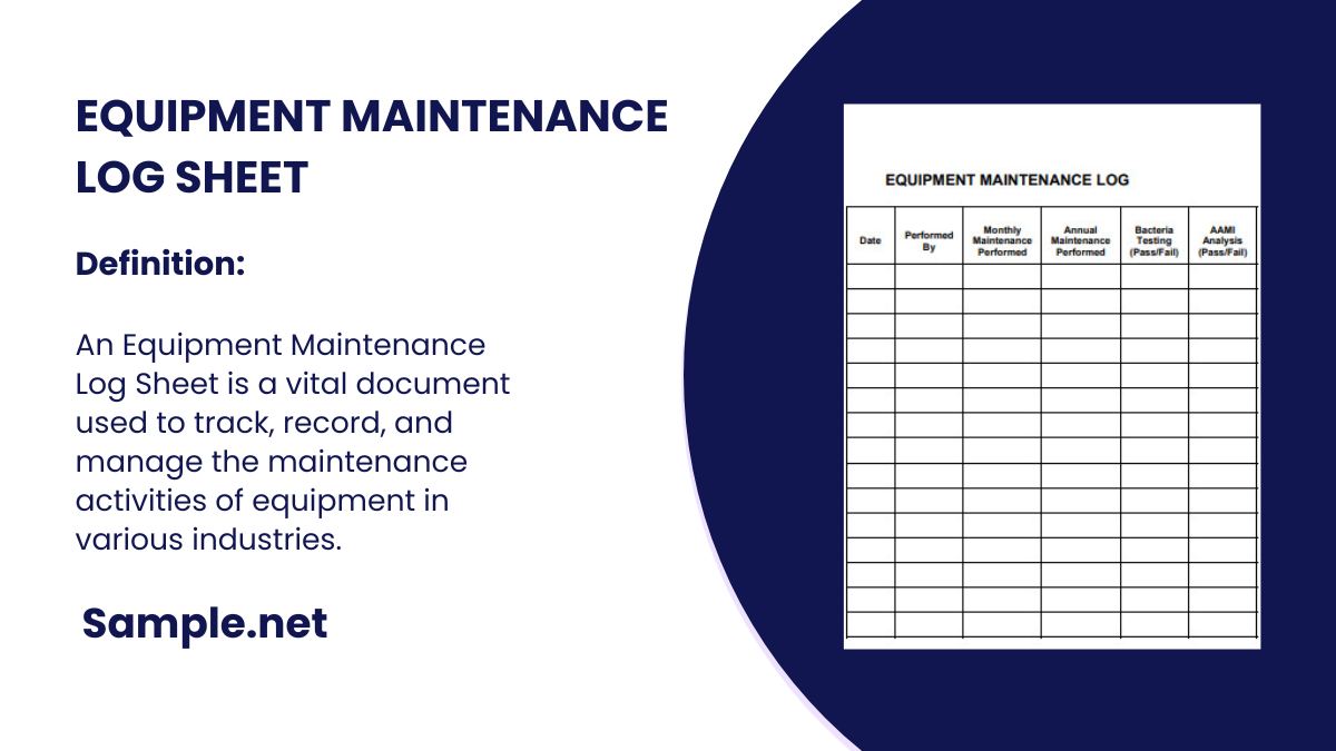 equipment maintenance log sheet