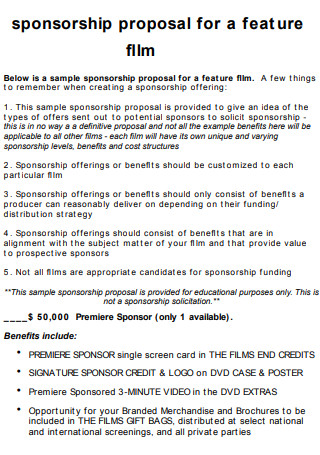 Featured Film Sponsorship Proposal