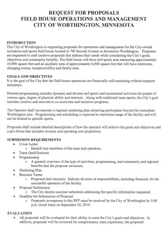 Field House Operations Management Proposal