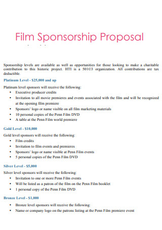 Film Sponsorship Proposal