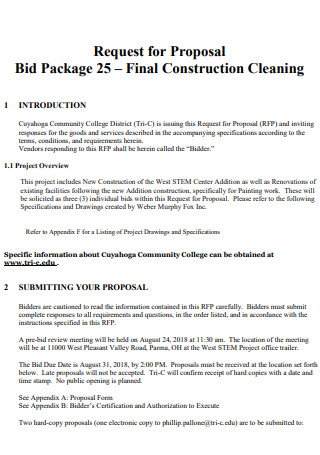 Final Construction Cleaning Bid Proposal