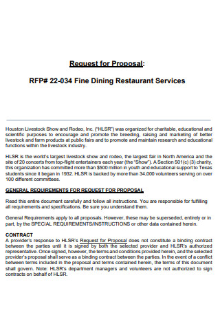 Fine Dining Restaurant Services Proposal