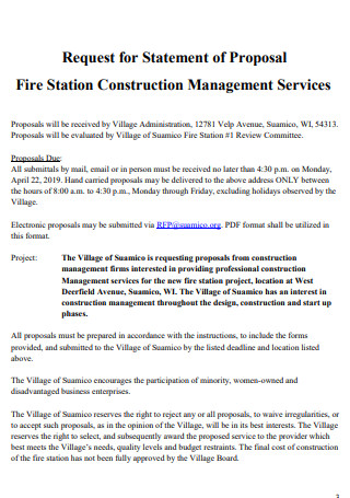 Fire Station Construction Services Proposal