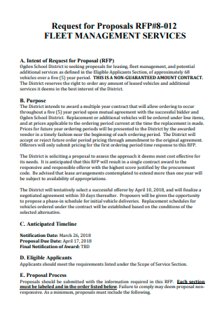 Fleet Management Services Proposal
