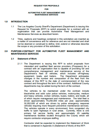 Fleet Management and Maintenance Services Proposal