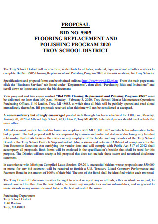 Flooring Replacement Polishing Bid Proposal
