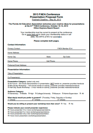 Florida Art Education Association Conference Presentation Proposal Form