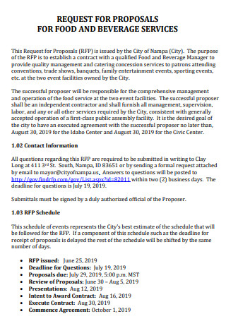 Food And Beverage Service Proposal