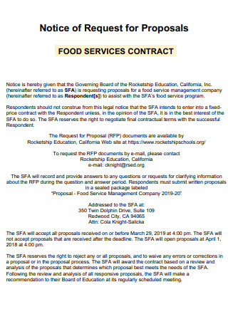 Food Service Contract Proposal
