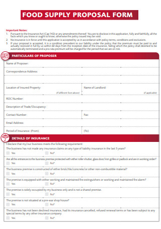 Food Supply Proposal Form
