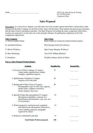 Formal Product Sales Proposal