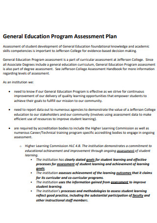 General Education Program Assessment Plan