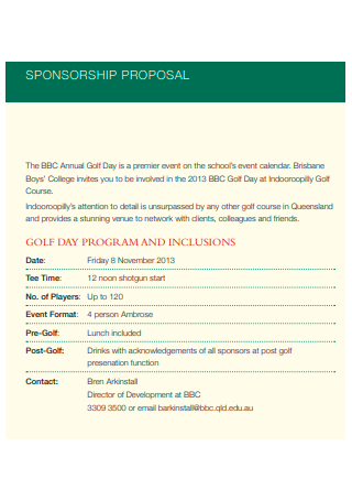Golf Day Sponsorship Proposal