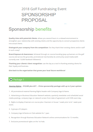 Golf Fundraising Event Sponsorship Proposal