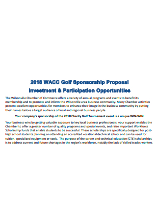 Golf Sponsorship Proposal Example