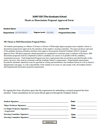 Graduate Student Thesis Proposal Approval Form
