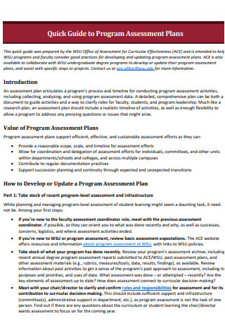 Guide to Program Assessment Plans