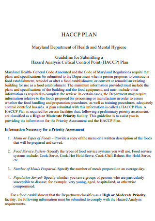 Health Haccp Control Plan