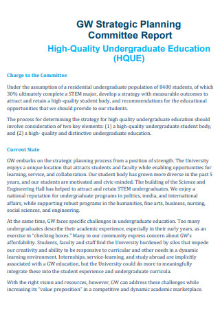 High Quality Undergraduate Education Strategic Plan