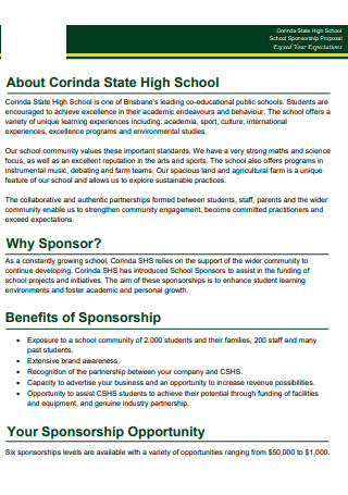 High School Sponsorship Proposal