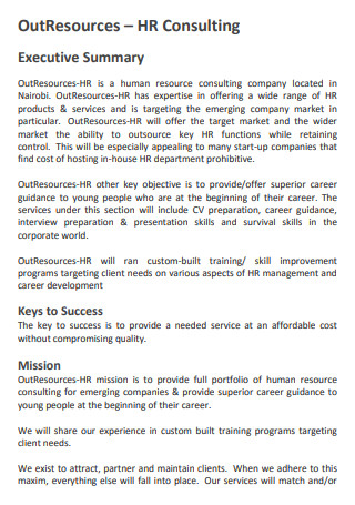 Human Resource Consulting Business Plan Template
