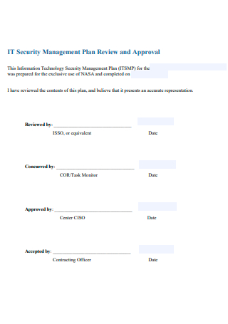 IT Security Management Plan Review and Approval