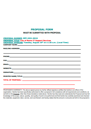 IT Support Services Proposal Form