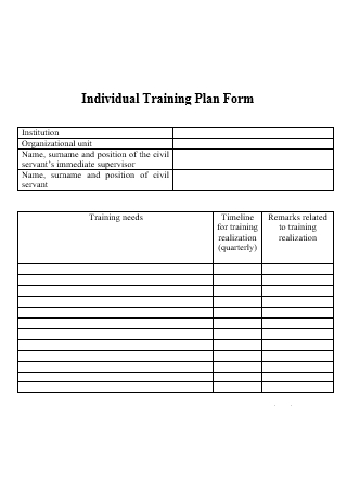Individual Training Plan Form