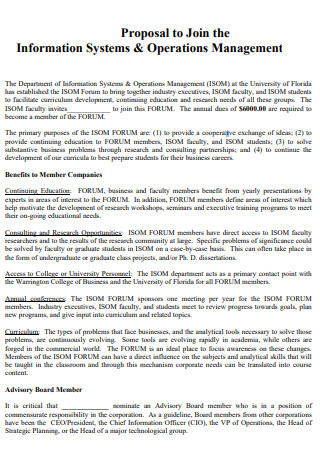 Information Systems Operations Management Proposal