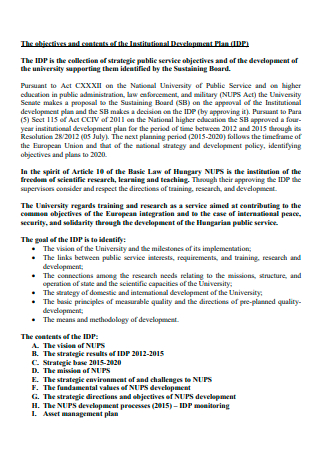 Institutional Development Plan in PDF