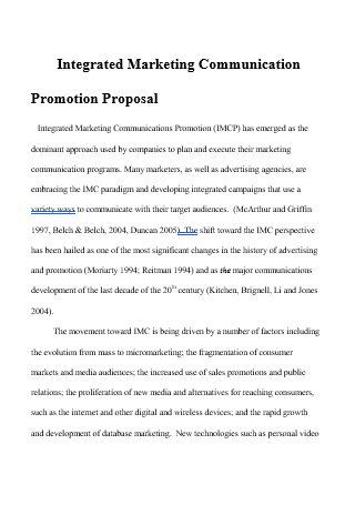 Integrated Marketing Communication Promotion Proposal
