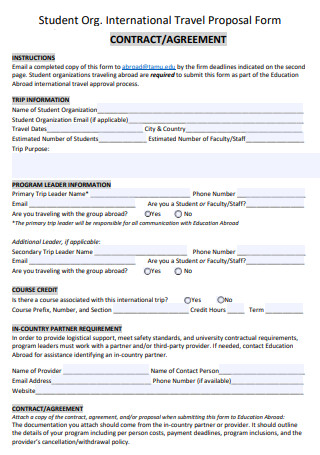 International Travel Contract Proposal Form