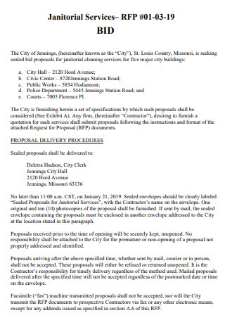 Janitorial Services Bid Proposal