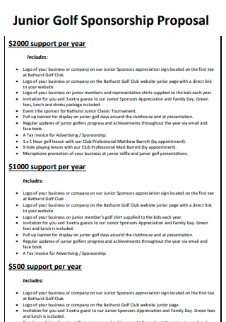 Junior Golf Club Sponsorship Proposal