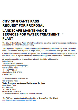 Landscape Contract Proposal for Treatment of Plant
