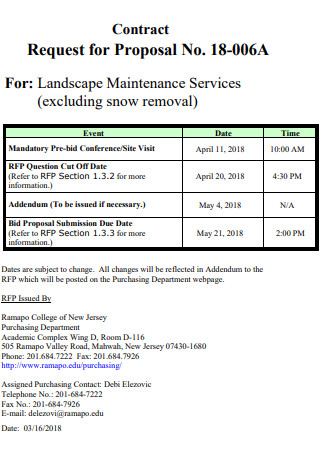 Landscape Snow Removal Contract Proposal