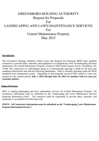 Landscaping Lawn Maintenance Services Request for Proposal