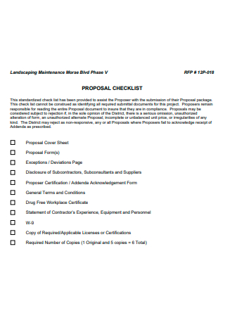 Landscaping Maintenance Proposal Checklist