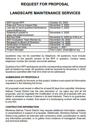 Landscaping Maintenance Services Proposal Example
